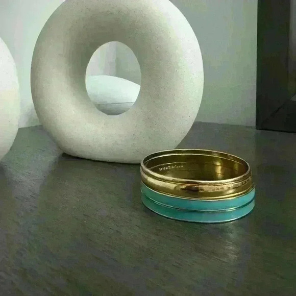 Chic Gold and Turquoise Bangle Set - Picture 5 of 11